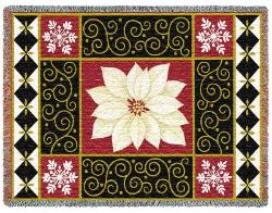 White Poinsettia Tapestry Throw